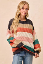 Load image into Gallery viewer, BiBi Stripes Color Block Chunky Sweater