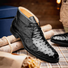 Load image into Gallery viewer, 43-594-BLK MARCO Ostrich Quill Chukka Boot, Black