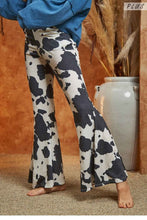 Load image into Gallery viewer, MOCHA COW PRINT FLARED PANTS