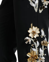 Load image into Gallery viewer, Dolce & Gabbana Black Floral Applique High Waist Tapered Pants