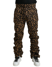 Load image into Gallery viewer, Dolce & Gabbana Brown Leopard Jacquard Jogger Pants