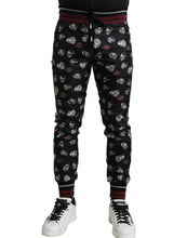 Load image into Gallery viewer, Dolce & Gabbana Black Ring Silk Jogging Trousers Pants