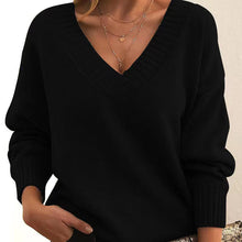 Load image into Gallery viewer, Women’s V-Neck Drop Shoulder Sweater | Casual Long Sleeve Pullover