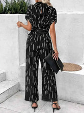 Load image into Gallery viewer, Tied Printed Mock Neck : Wide Leg Jumpsuit