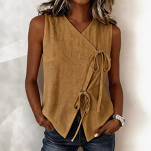 Load image into Gallery viewer, Bow-Tied V-Neck Sleeveless Tank Top – 5 Colors, S–XXL