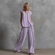 Load image into Gallery viewer, Women’s Sleeveless Striped Top and Full-Length Pants Set