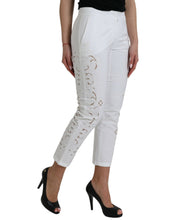 Load image into Gallery viewer, Dolce & Gabbana White Cut Out Cotton Mid Waist Cropped Pants