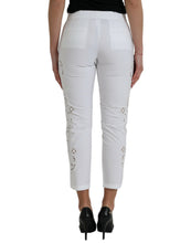 Load image into Gallery viewer, Dolce & Gabbana White Cut Out Cotton Mid Waist Cropped Pants