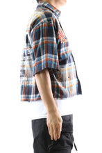 Load image into Gallery viewer, SUIFU Washed Flannel Crop Top Button Down Shirt