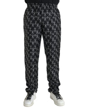 Load image into Gallery viewer, Dolce & Gabbana Black Horseshoe Print Silk Pants