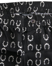 Load image into Gallery viewer, Dolce & Gabbana Black Horseshoe Print Silk Pants