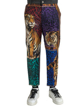 Load image into Gallery viewer, Dolce & Gabbana Multicolor Tiger Leopard Cotton Loose Tapered Pants