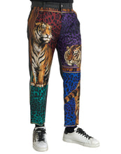 Load image into Gallery viewer, Dolce & Gabbana Multicolor Tiger Leopard Cotton Loose Tapered Pants