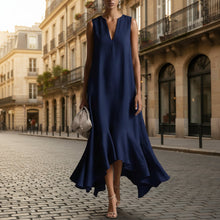 Load image into Gallery viewer, Women's Deep V-Neck Sleeveless Asymmetrical Maxi Dress – Patchwork