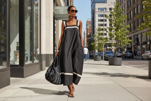 Load image into Gallery viewer, Women's Contrast Strap Casual Loose Midi Dress – Linen Blend