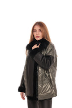 Load image into Gallery viewer, Audrey Genuine Lamb Leather Fox Fur Down Coat in Olive