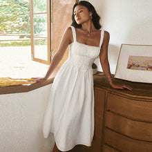 Load image into Gallery viewer, French Retro Square Collar Sling Dress