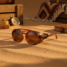 Load image into Gallery viewer, Retro Round Leather Frame Sunglasses – Vintage Fashion Eyewear
