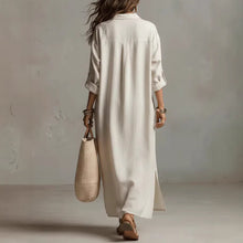 Load image into Gallery viewer, Women's Casual Long-Sleeve Linen Shirt Dress – Relaxed Fit