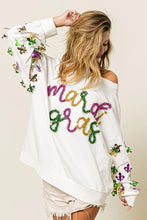 Load image into Gallery viewer, BiBi Fleur De Lis Sleeve Mardi Gras Pullover