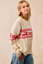 Load image into Gallery viewer, BiBi Christmas Theme Patterned Cable Knit Sweater