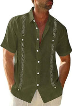 Load image into Gallery viewer, Men's Guayabera Cuban Shirt - Casual Short Sleeve Printed Streetwear