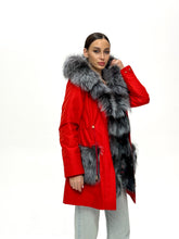 Load image into Gallery viewer, Roma Genuine Silver Fox Fur Rabbit Fur Insulated Parka in Red