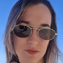 Load image into Gallery viewer, Retro Oval Dual-Beam Metal Sunglasses | UV Protection