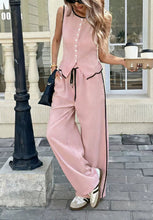 Load image into Gallery viewer, Women's Contrast Color Sleeveless Vest & Drawstring Trousers Suit – 6 Colors S–XXL