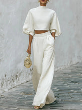 Load image into Gallery viewer, Women’s Short Top & High-Waisted Pants Set – Casual Two-Piece Outfit