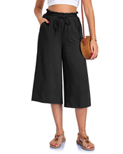Load image into Gallery viewer, Women’s Elastic Cropped Wide-Leg Pants