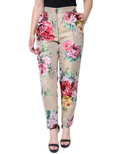 Load image into Gallery viewer, Dolce & Gabbana Beige Floral Jacquard High Waist Tapered Pants