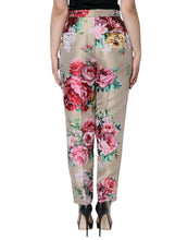Load image into Gallery viewer, Dolce & Gabbana Beige Floral Jacquard High Waist Tapered Pants