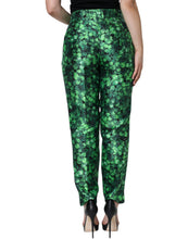 Load image into Gallery viewer, Dolce & Gabbana Green Clover Silk Satin High Waist Tapered Pants