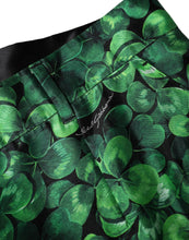Load image into Gallery viewer, Dolce & Gabbana Green Clover Silk Satin High Waist Tapered Pants