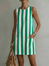 Load image into Gallery viewer, Women's Striped Color-Block Sleeveless Mini Dress – Loose Fit