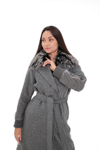 Load image into Gallery viewer, Karolina Genuine Silver Fox Wool Blend Coat