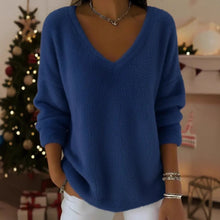 Load image into Gallery viewer, Women’s Plush V Neck Drop Shoulder Pullover Sweater