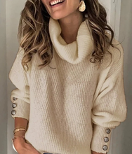Load image into Gallery viewer, Women’s High Collar Knitted Sweatshirt – Long Sleeve Casual Pullover