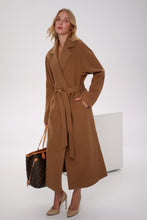 Load image into Gallery viewer, Cambridge Comfort Wraparound Wool Cashmere Coat in Dark Camel