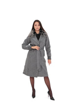 Load image into Gallery viewer, Karolina Genuine Silver Fox Wool Blend Coat