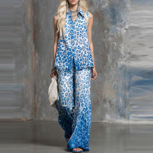 Load image into Gallery viewer, Loose-fit Leopard-print Sleeveless Shirt And Trousers Two-piece Set