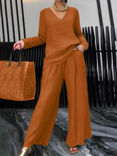 Load image into Gallery viewer, Solid Color Long Sleeve Top & Pants Two-Piece Travel Set