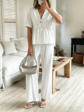 Load image into Gallery viewer, Women's V-Neck Loose Short-Sleeve Top & Wide-Leg Pants Set