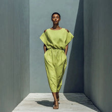 Load image into Gallery viewer, Women's Batwing Sleeve Off-Shoulder Elastic Waist Maxi Dress
