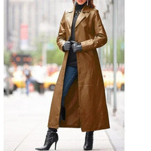Load image into Gallery viewer, European and American women's leather coat long coat