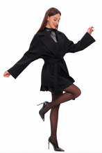 Load image into Gallery viewer, Astoria Midi Cashmere Wool Blend Coat in Black