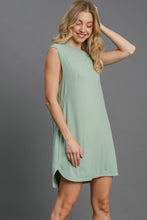 Load image into Gallery viewer, Round Neck Sleeveless High-Low Curved Hemline Mini Dress – Trendy High-Low Dress, Sleeveless Mini Dress, Curved Hemline Dress, Flattering Round Neck Dress, Chic High-Low Dress
