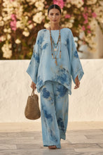 Load image into Gallery viewer, Floral Print Bamboo Linen Two-Piece Set with Wide-Leg Pants