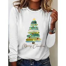 Load image into Gallery viewer, Women’s Long Sleeve Merry Christmas T-Shirt – Cute Christmas Tree Graphic Tee